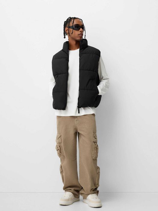 Жилет Bershka Puffer Gilet (S / M) чорний чоловічий дутий на осінь