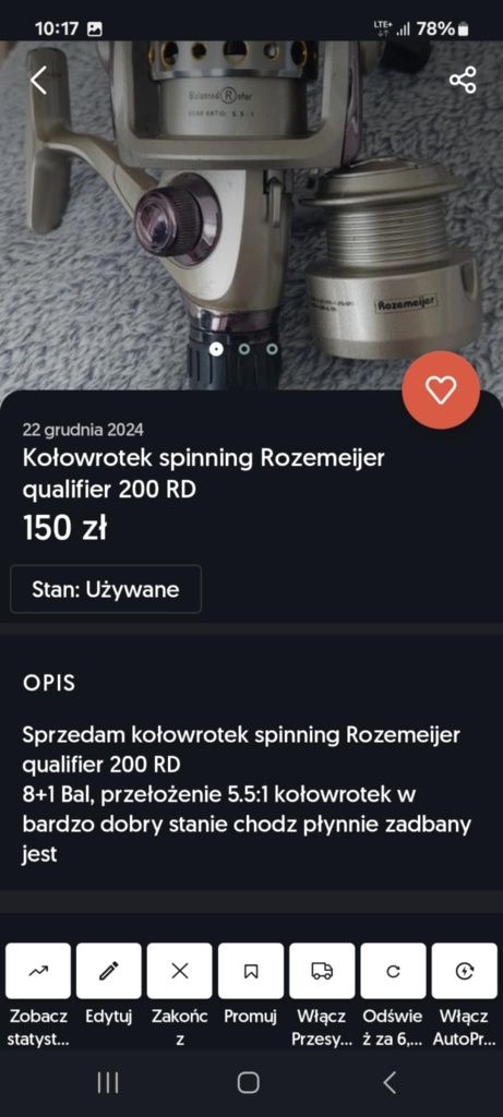 Kołowrotek spinningowy
