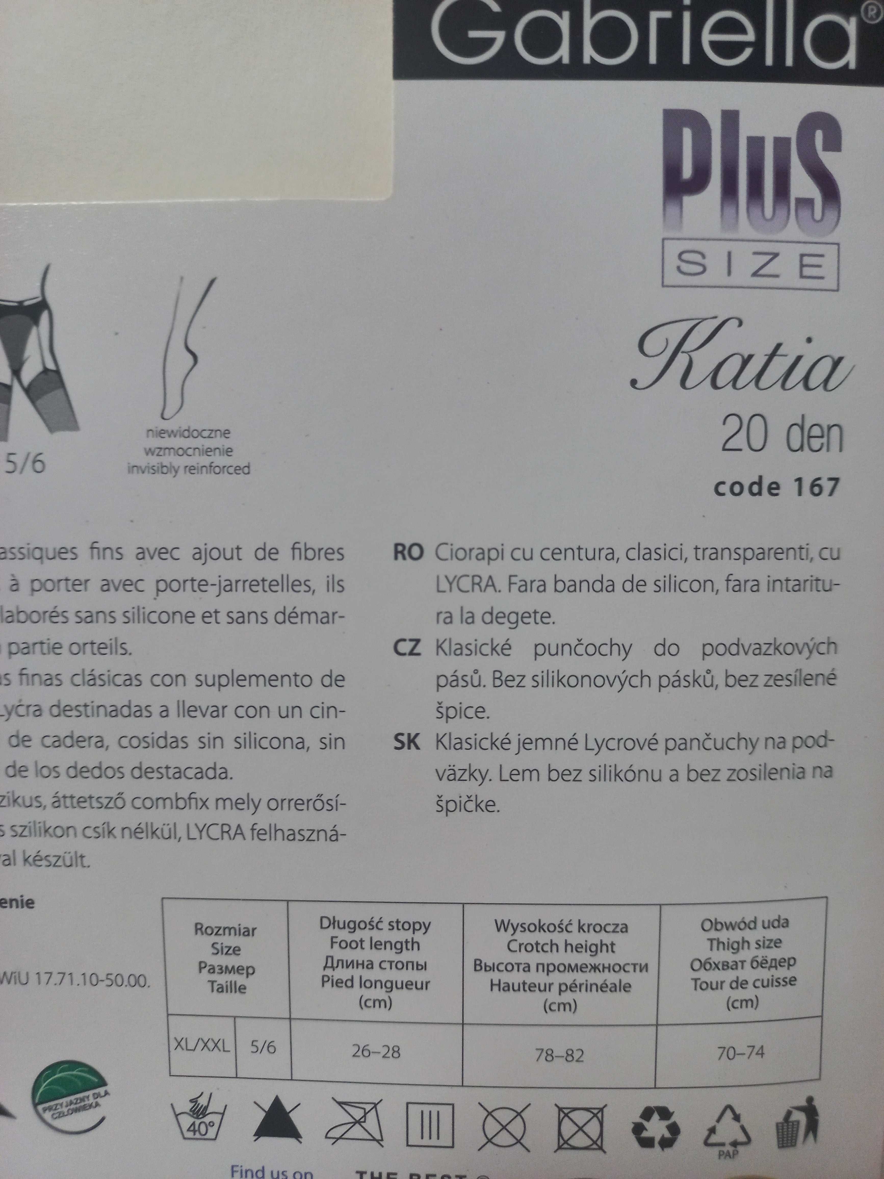 Beżowe pończochy do pasa Plus Size cienkie XL-XXL