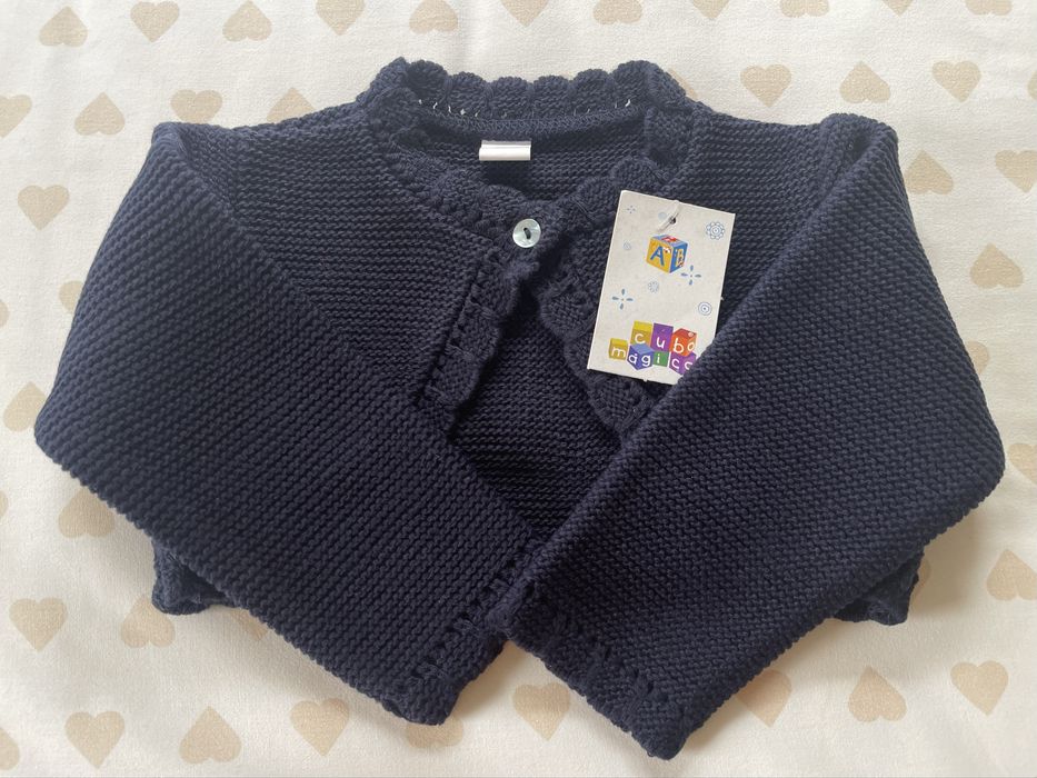 Bolero de malha azul escuro, para bebé (24 meses)