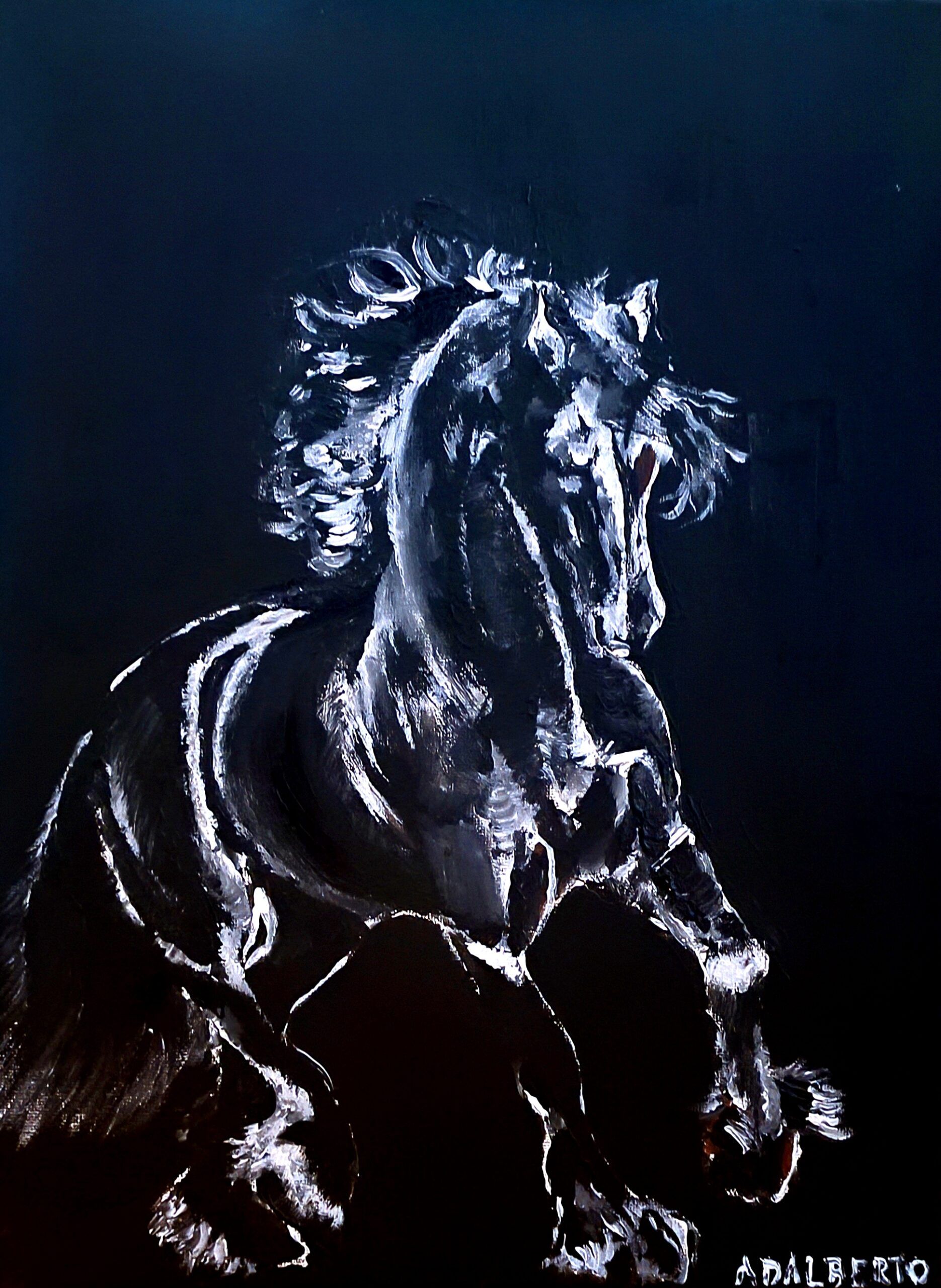 koń na tablicy obraz ręcznie malowany