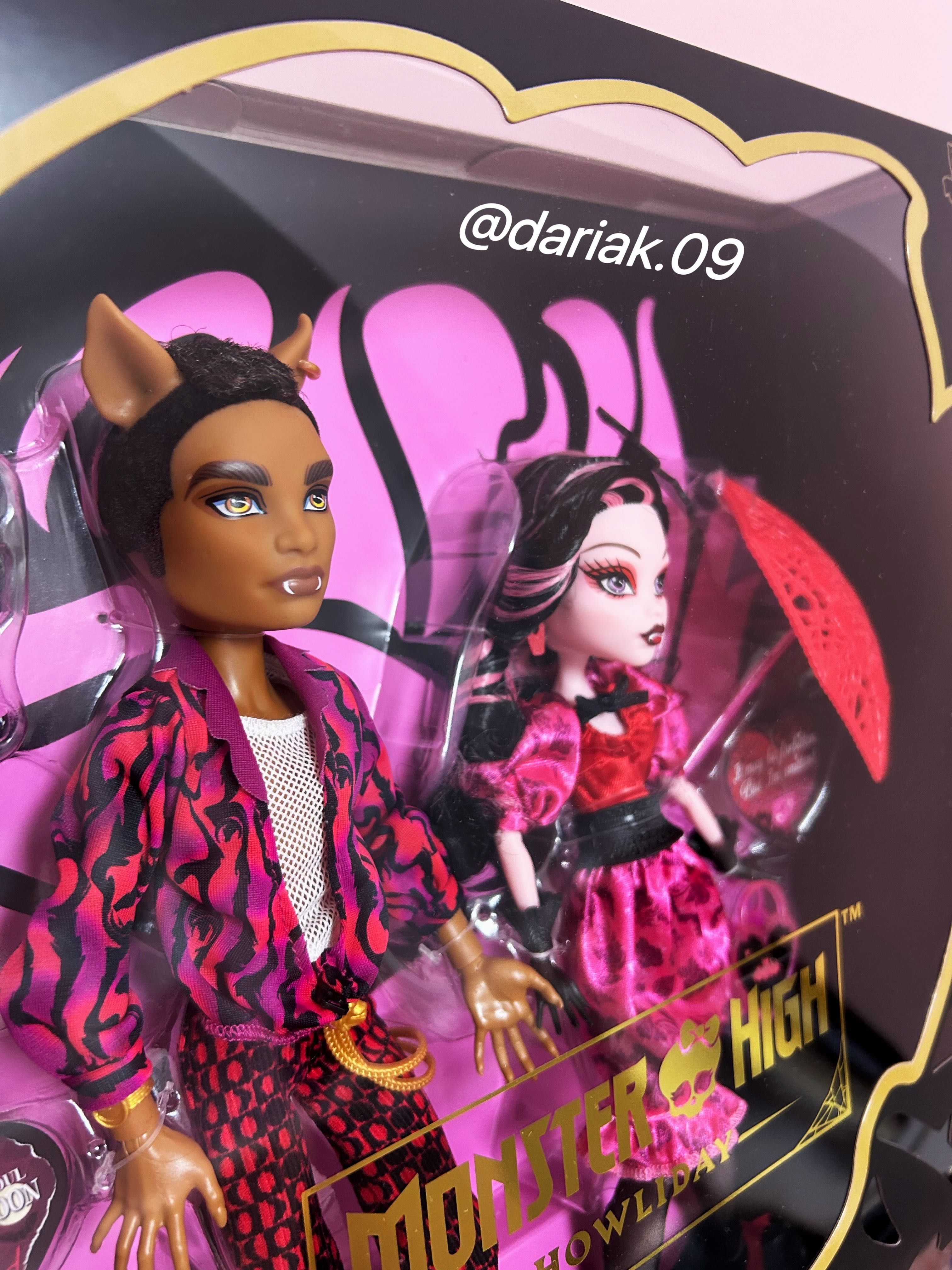 Draculaura and Clawd Wolf Howliday Monster High Love 2-Pack Lalki