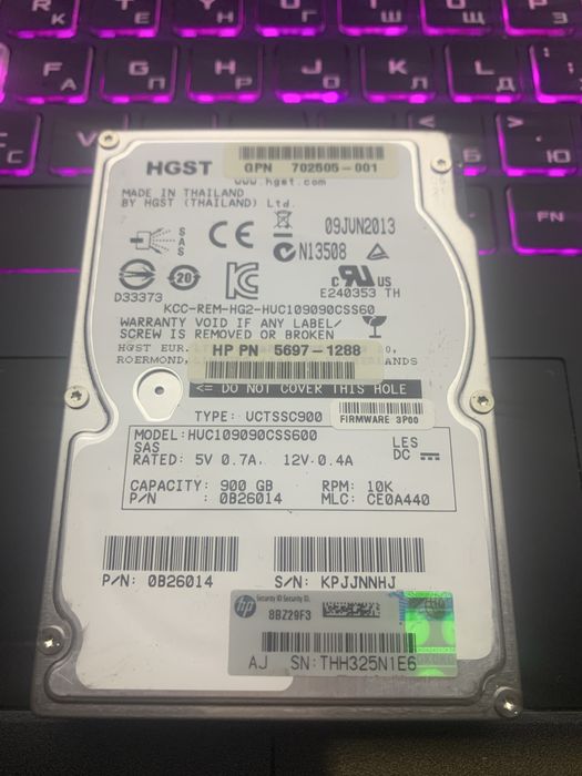 Серверние Hdd 2.5 SAS HGST 900gb Б/У Рабочие