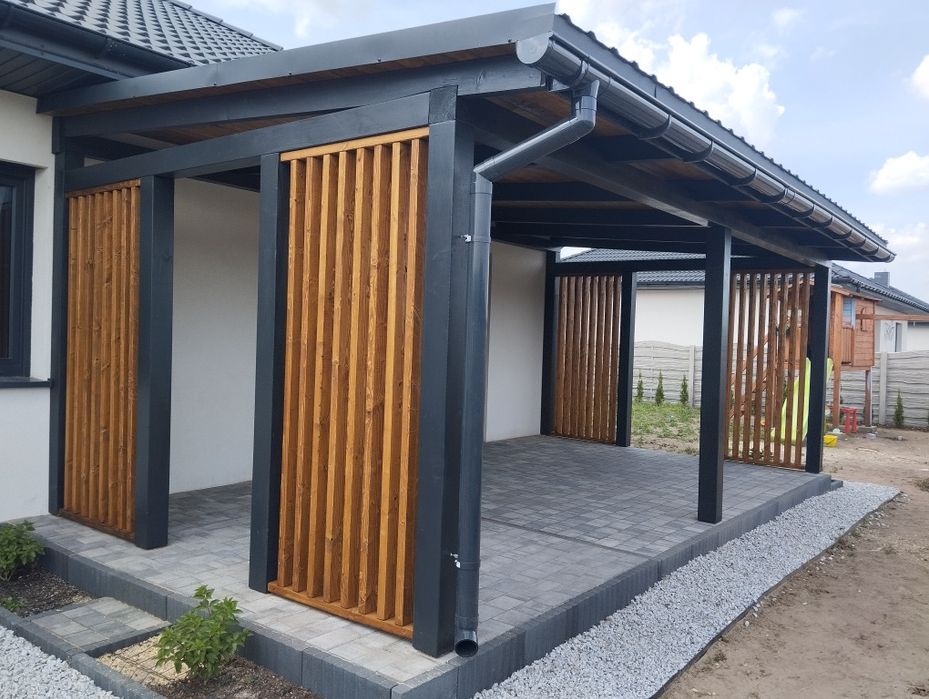 Taras drewniany, Taras kompozytowy, Pergola, Zadaszenie, Wiata