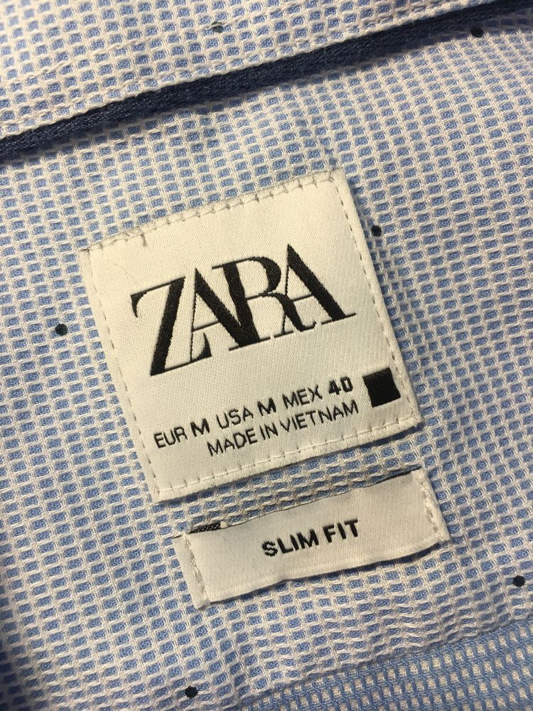 Рубашка Zara easy care slim fit textured shirt - M