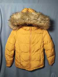 122-128 р 6-7 л желтая зимняя теплая куртка SOULCAL&CO дутая стеганная