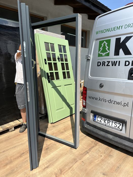 Drzwi zewnętrzne drewniane Grube 100mm U=0,49 Montaż cała Polska i Ue