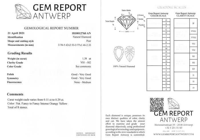 Diamenty naturalne 8szt. 1,38 karat (cts.)