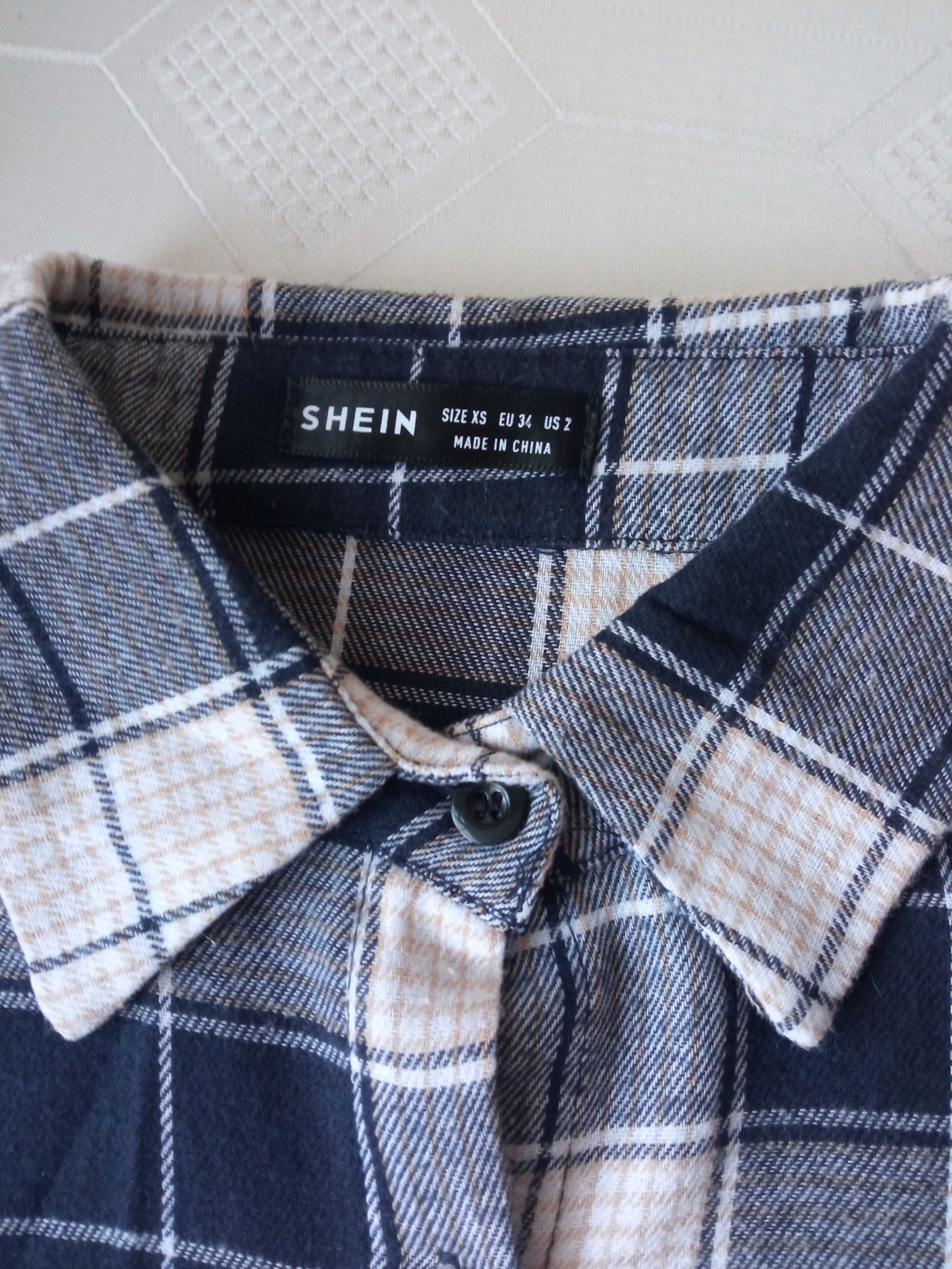 Shein damska koszula bawełniana w kratę r 34-35