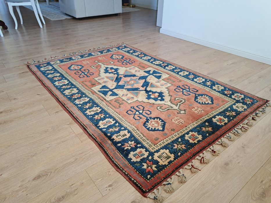 Niespotykany ręcznie tkany wełniany dywan kazak 135x210cm nr1579