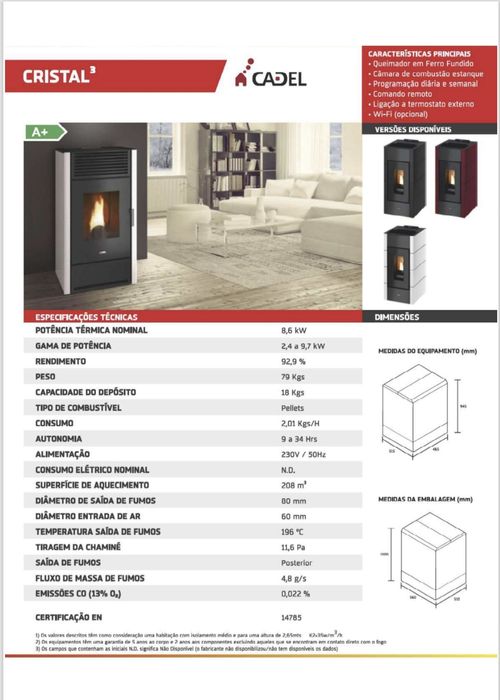 Salamandra cristral3 8,5 Kw cadel