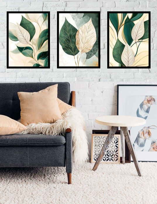 50x40 obrazy w ramie plakaty ramka NATURA BOHO ZIELONE LIŚCIE BOHO