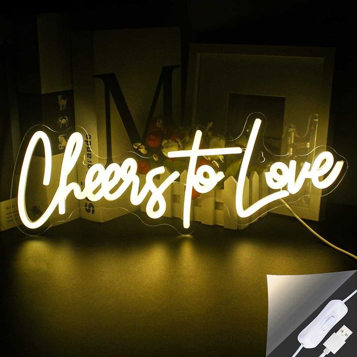 Letreiro Luminoso Néon LED em Acrílico " Cheers to Love "