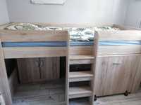 Łóżko piętrowe z biurkiem i szafką +regał