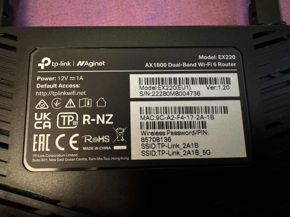 Dwupasmowy router Wi-Fi 6 TP-Link Aginet EX220 (AX1800)