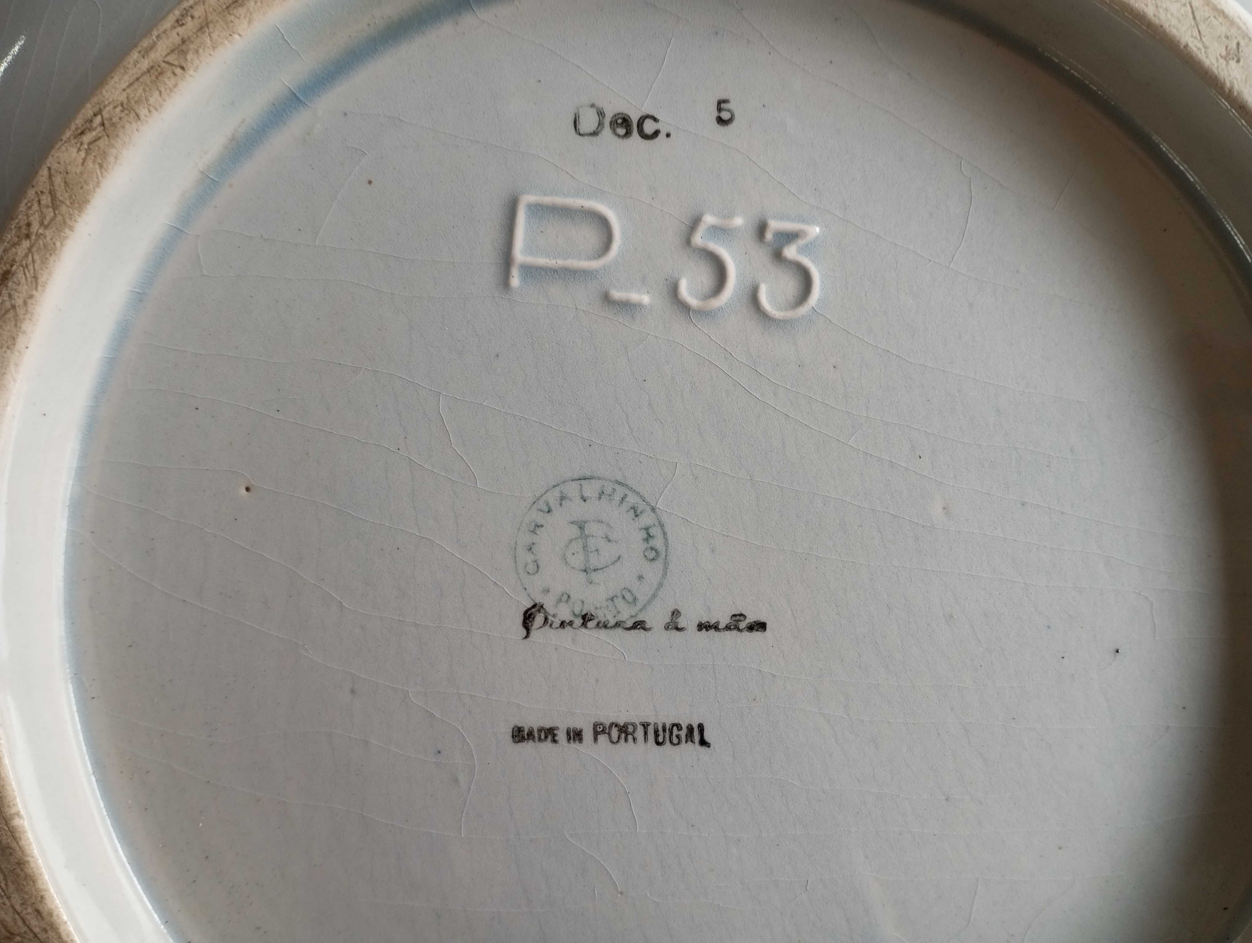 Antigo prato em faiança Carvalhinho Porto 39 cm
