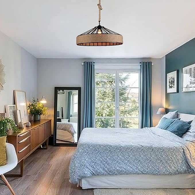 Lampa wisząca Boho Vintage z ratanu, E27, Ø30 cm, regulowana wysokość