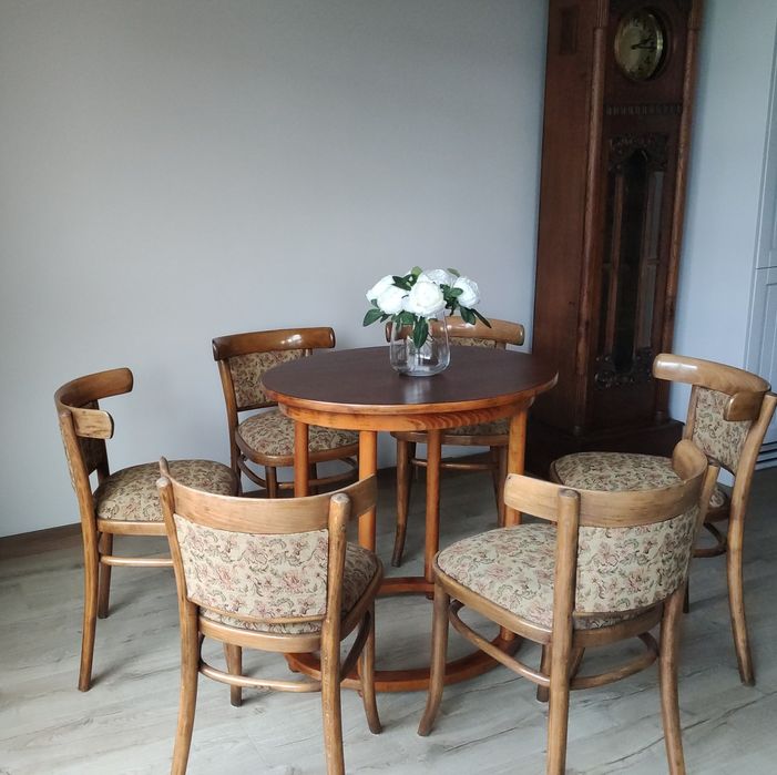 Zestaw kawowy THONET! Antyk! Stolik i 4 krzesła