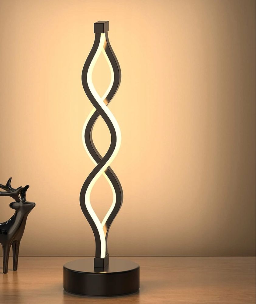 Czarna przewodowa elegancka lampa nocna