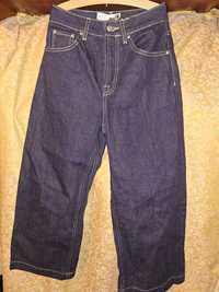 Nowe spodnie damskie xs 25 szerokie jeansowe granatowe