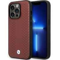 Etui BMW Leather Diamond Pattern iPhone 14 Pro 6,1" Burgundowy