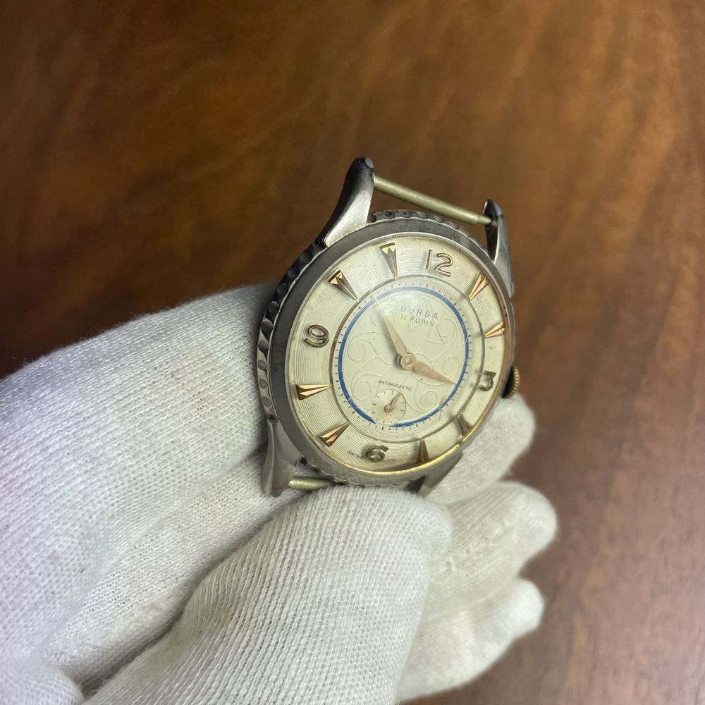 Zegarek szwajcarski męski naręczny Bursa vintage ciekawy