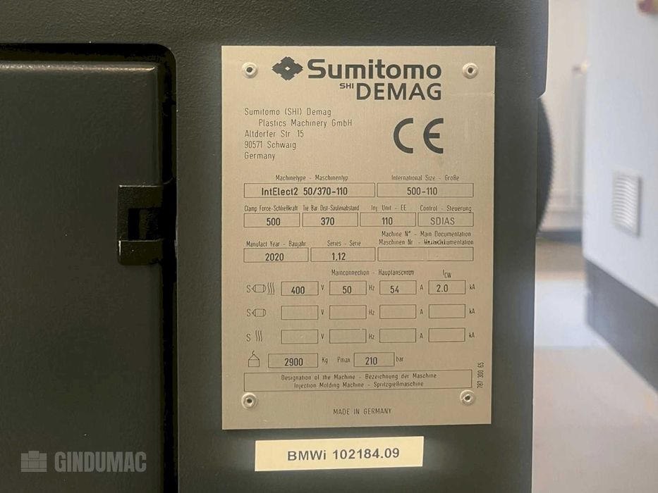 Wtryskarka SUMITOMO SHI DEMAG IntElect 2 50/370-110 elektryczna (2020)