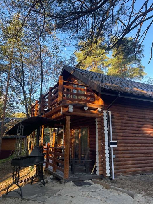 Здаю новий двохпов. зруб з каміном на 12чол.(баня та чан) ліс, Десна