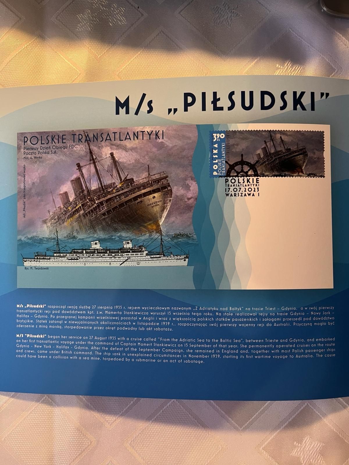 Polskie transatlantyki folder znaczki