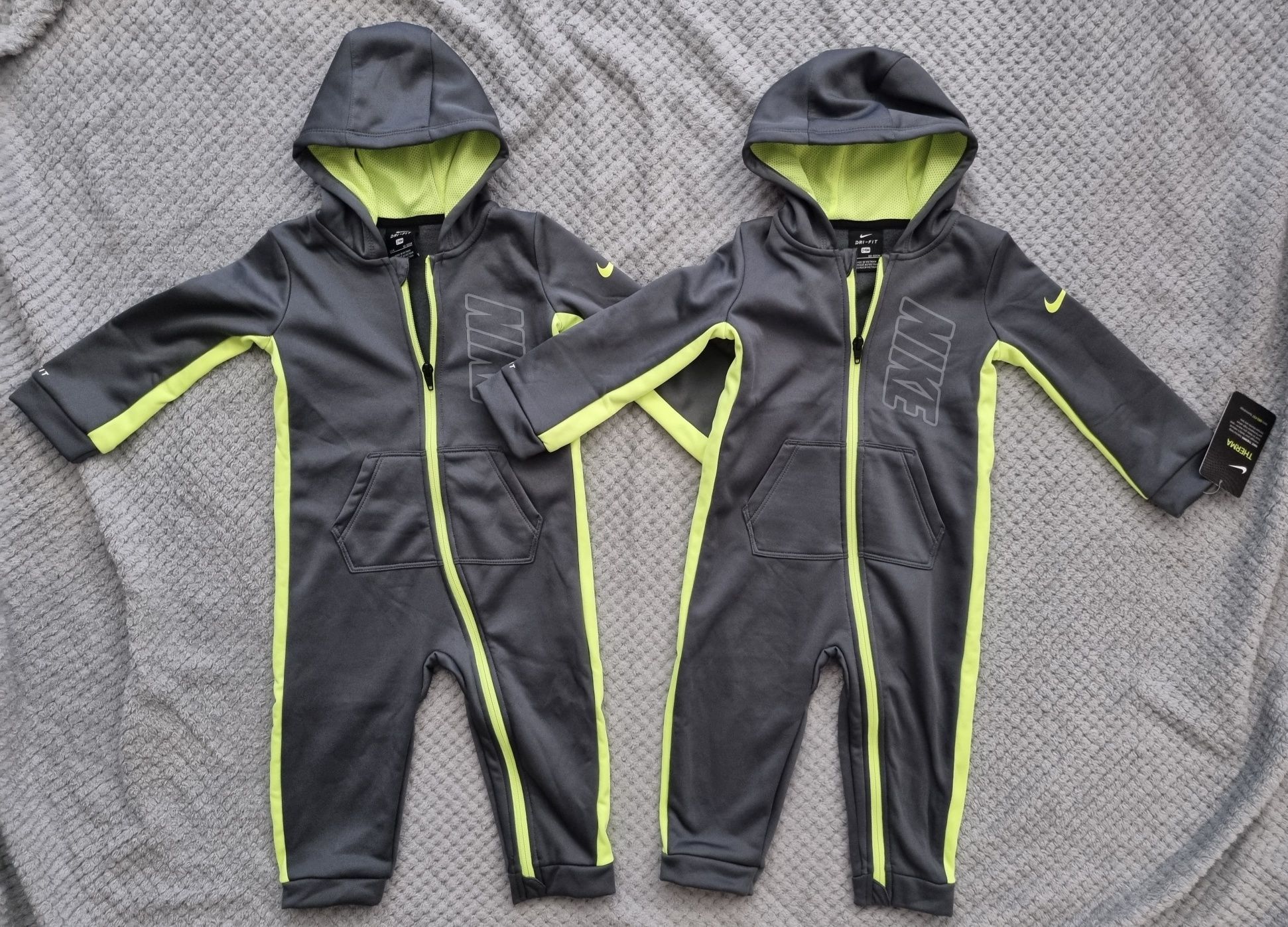 2 x Pajac na suwak z kapturem rozm. 86 / 92 Nike