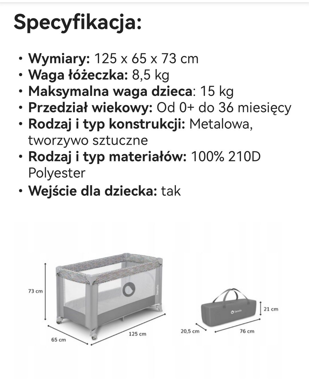 Łóżeczko turystyczne Lionelo