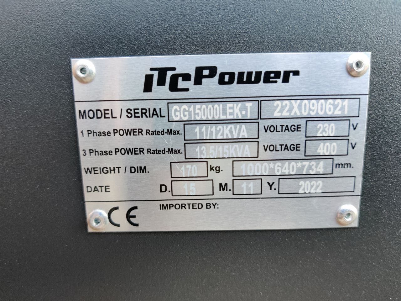 Бензиновый генератор ITC Power GG15000LEK-T