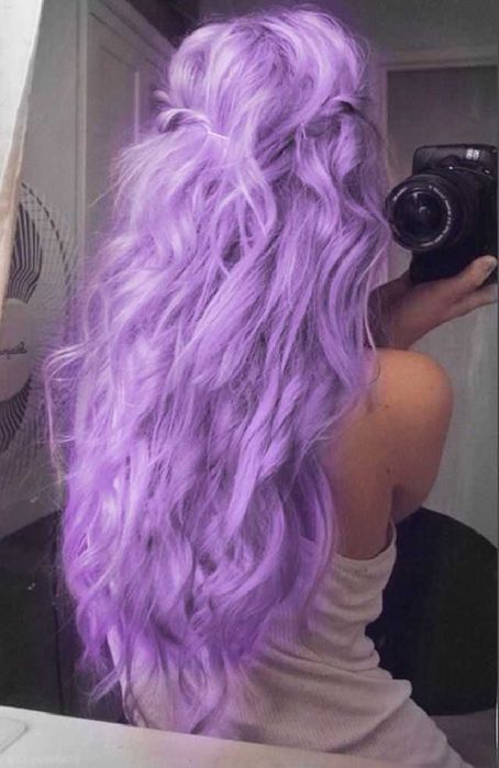 Doczepiane włosy clip in pastelowy fiolet 65 cm 8 tresek