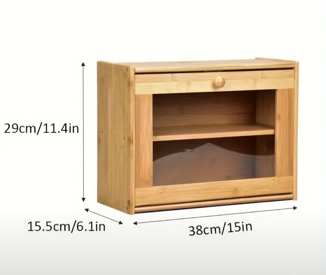 Chlebak bambusowy 29 x 15.5 x 38 z klapka nowoczesny