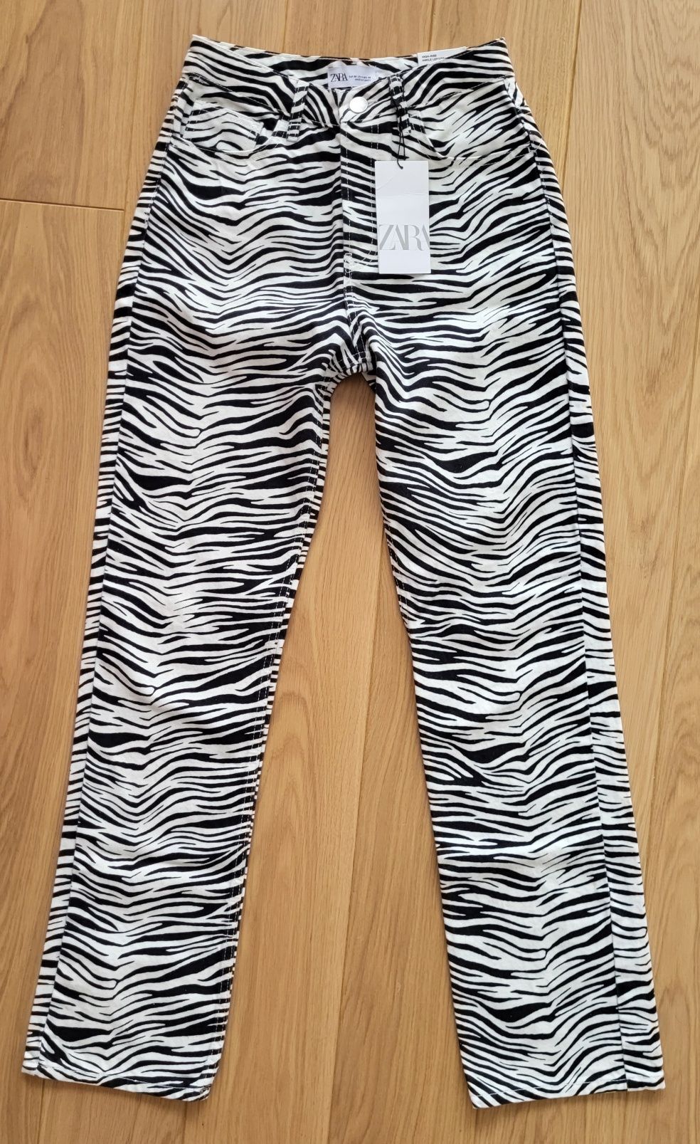 Zara spodnie jeansy zebra 36