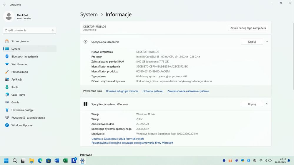 Lenovo ThinkPad T14S *GWARANCJA*
