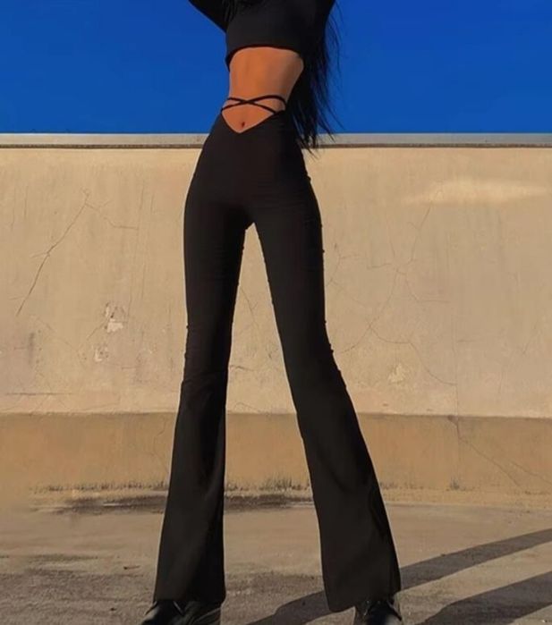 Кльош брюки штаны клеш чорні