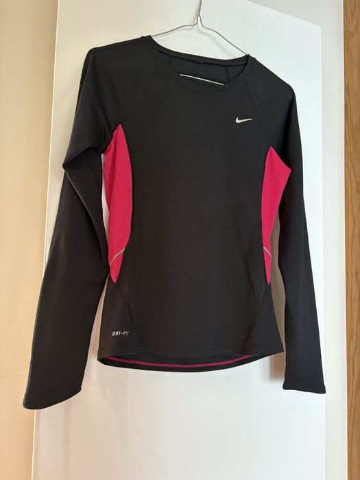 Bluzka z długiem rękawem Nike Dry Fit czarno różowa