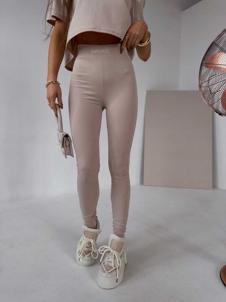 La manuel dopasowane legginsy adore beżowe XS M