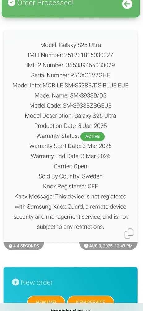 Samsung S25 Ultra 12/512