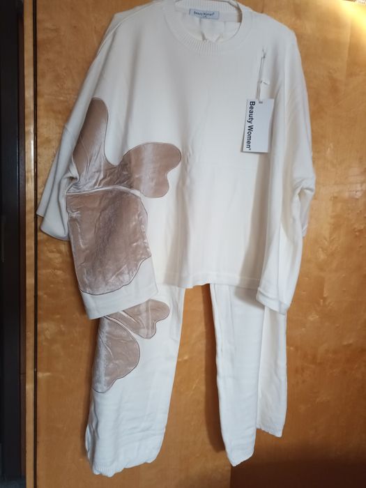 Śliczny komplet z dzianiny 50%bawełny nowy z metką