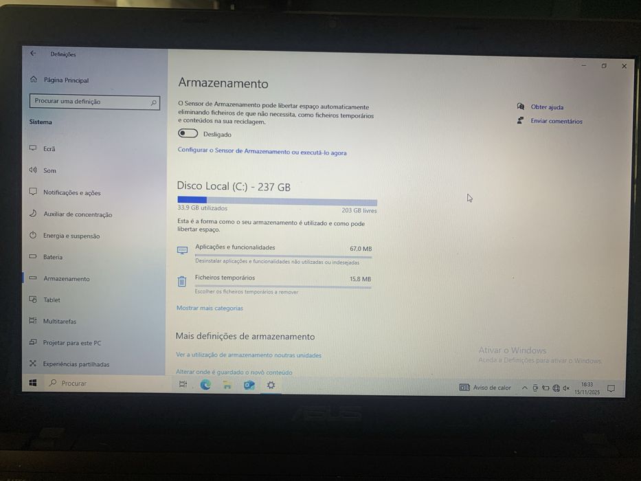 Portátil ASUS K53U com SSD novo