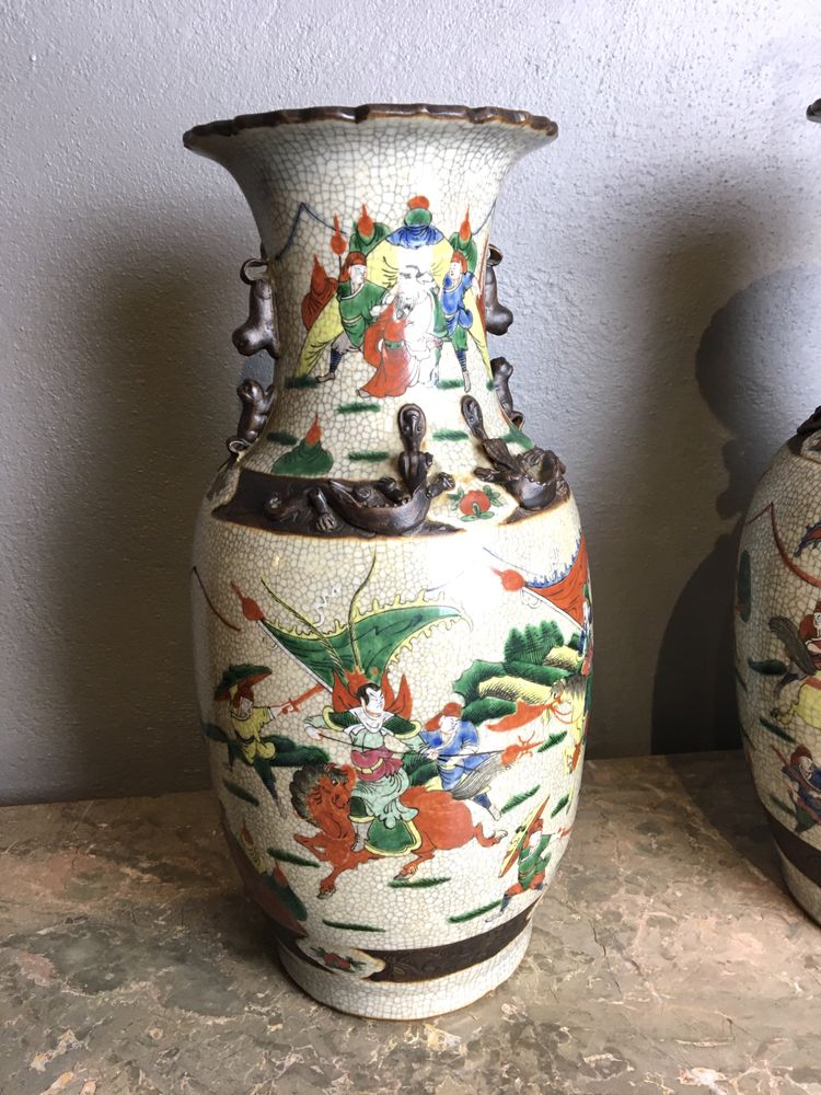 Par de grandes vasos/Jarros orientais porcelana chineses séc XIX