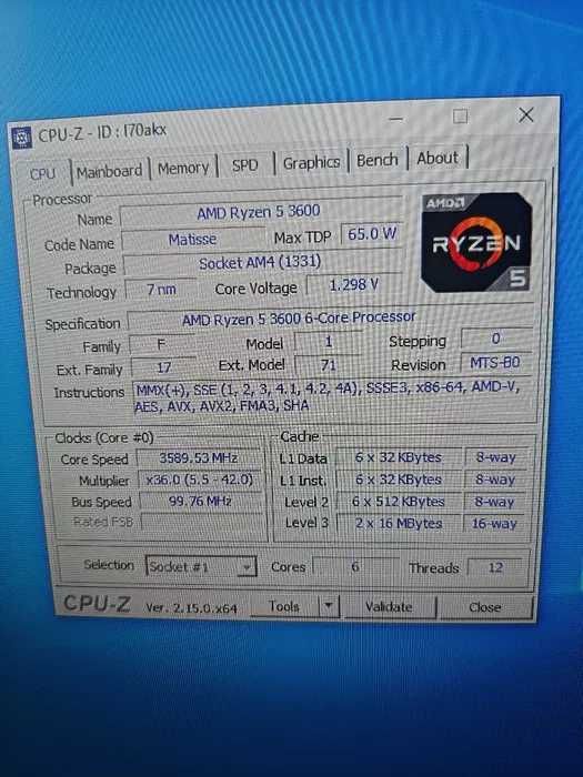 Płyta Główna B450 + cpu Ryzen 3600 6/12