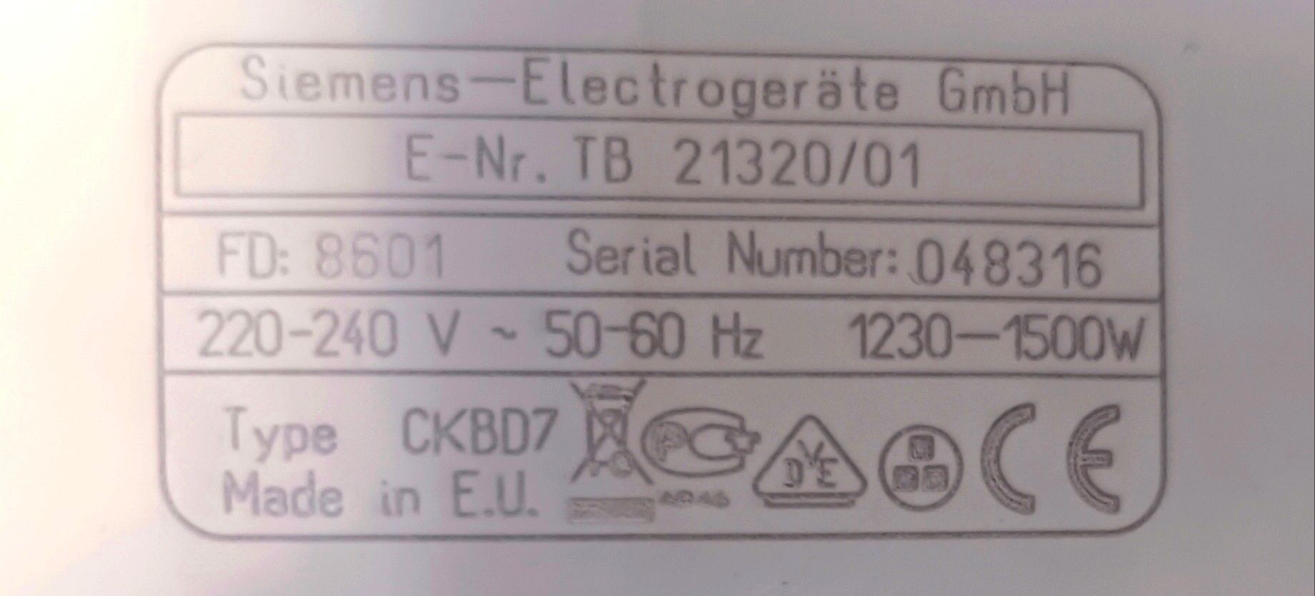 Утюг siemens TB 21320/01 на 1500Ватт