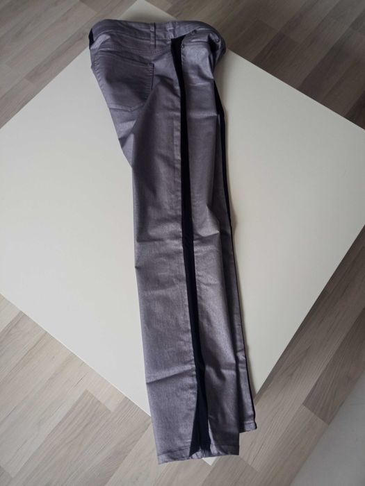 Męskie spodnie z lampasami szare r XL pas 96-102cm