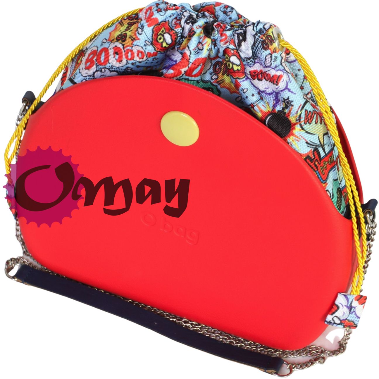 Granatowy organizer do OBAG MOON LIGHT worek komiks żół†y komin OMAY
