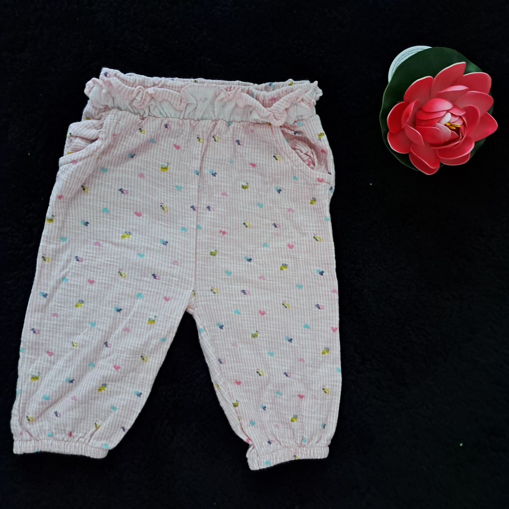 Spodnie, spodenki bawełniane, 68, Topomini, pudrowy róż