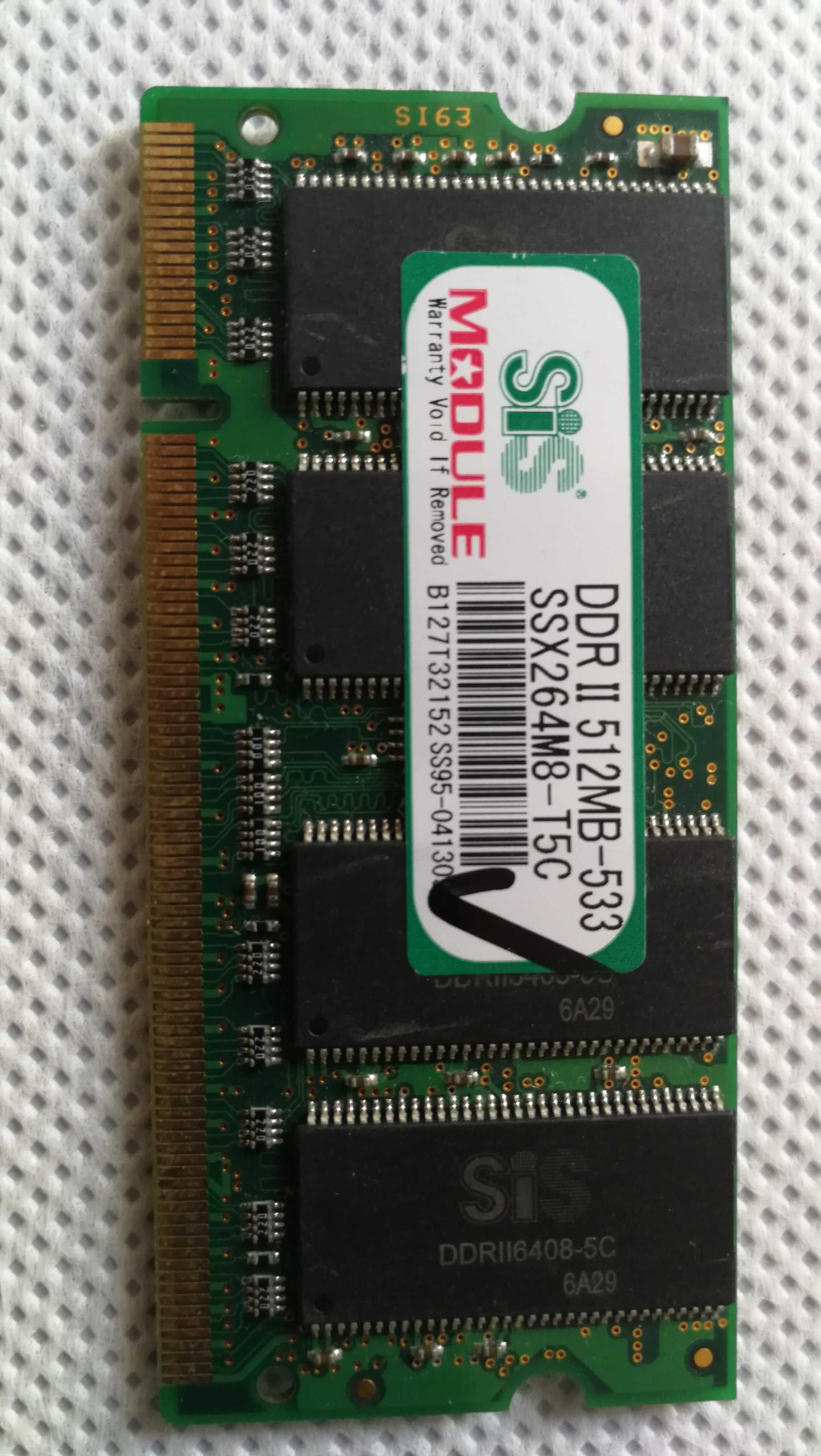 Pamięć DDR2  3x 512 MB  plus  1x 1GB razem 4 sztuki