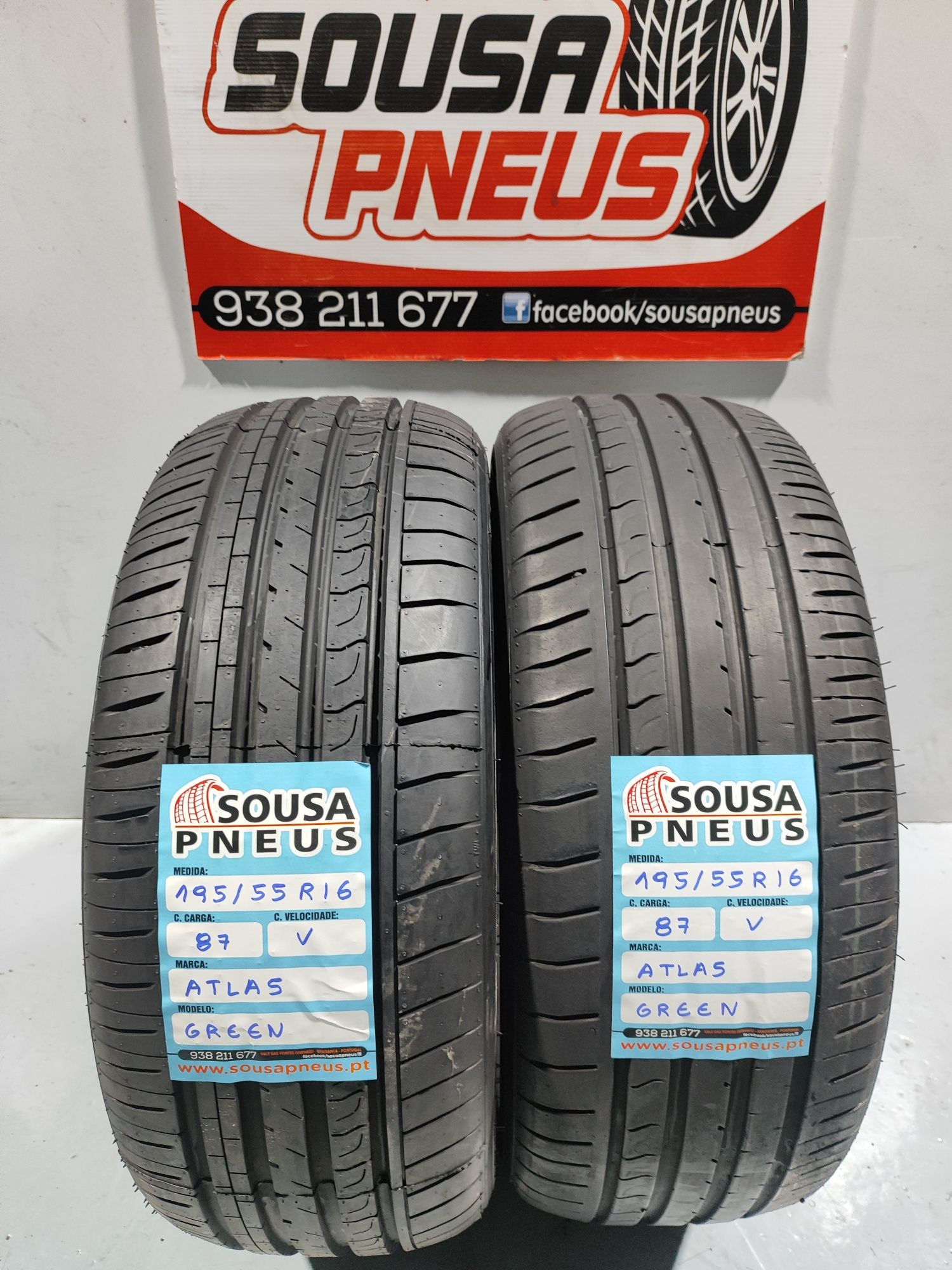 2 pneus semi novos 195-55R16 Atlas - Oferta dos portes